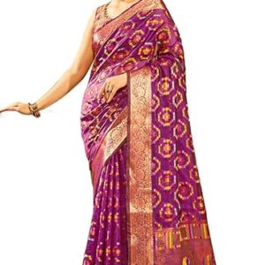 SWORNOF Women's kanjivaram banarasi silk saree for Patola festival Wedding silk with rich pallu Design sarees for women with blouse piece