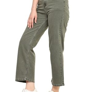 Zayla Denim Wide Leg Jeans for Women I Stylish & Trendy Flared Straight Baggy Pants I Stretchable Comfortable High Waist Clean Look Solid Loose Fit Pant I for Office Party Home Girls