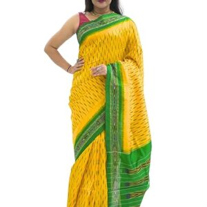 Pure handloom Pochampalli Silk Mango Yellow Color Ikkat Sarees