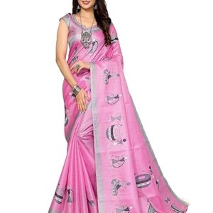 Yashika Women's Woven Elegant Printed Art Silk Saree with Matching Blouse Material-Perfect for Festive Special Occasions, Exquisite Design and Vibrant Colors